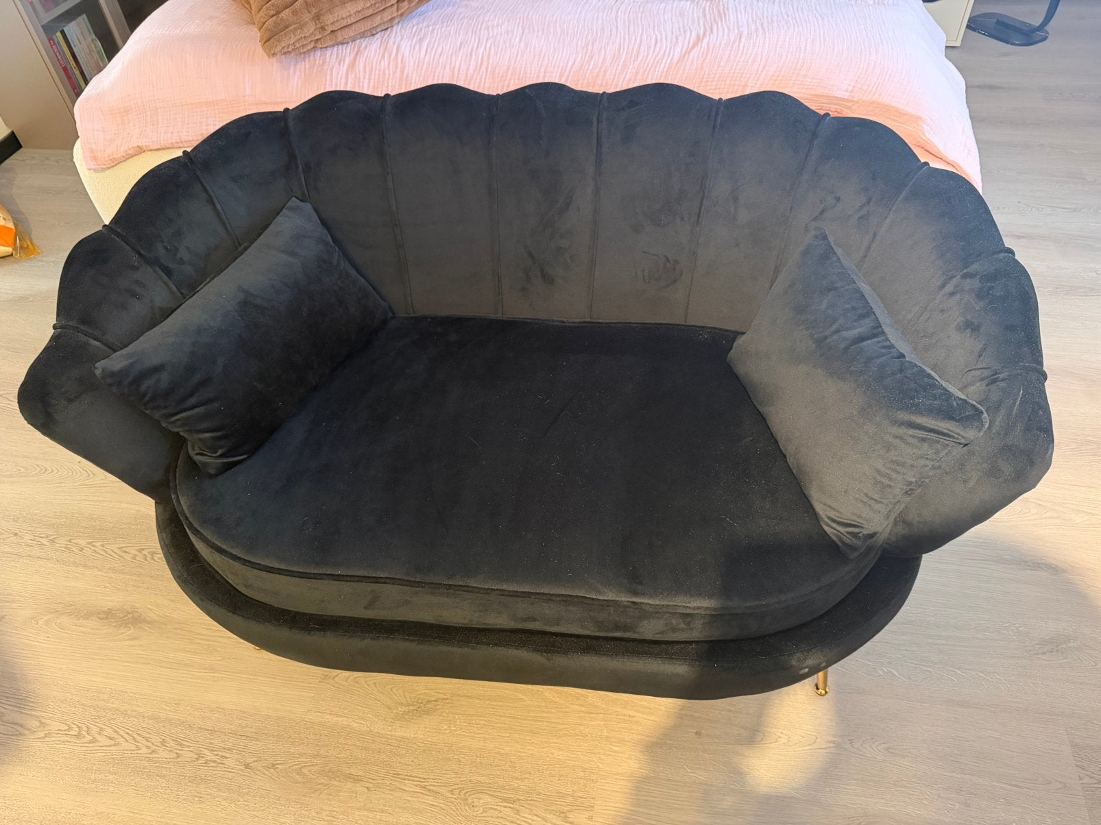 Schelp bankje zwart, Ophalen, 75 tot 100 cm, Rechte bank, Minder dan 150 cm