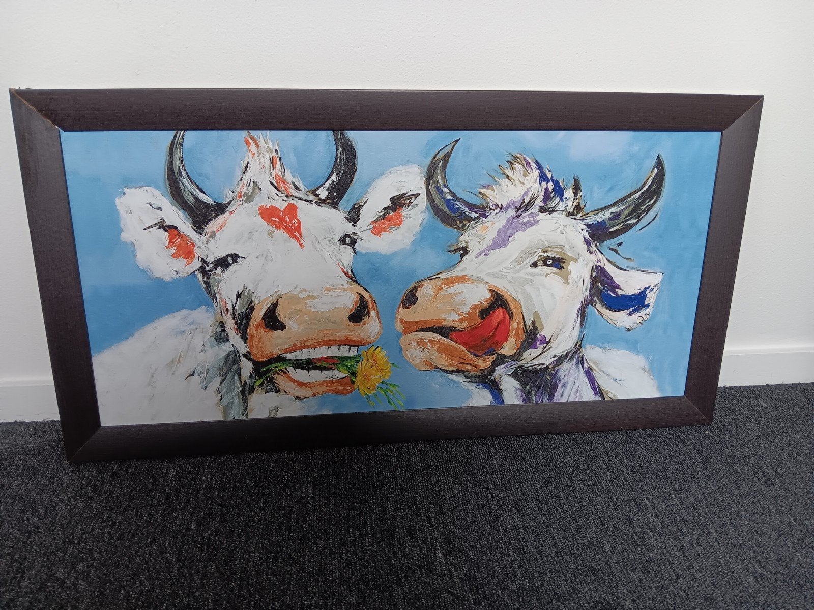 Schilderij met koeien - Vrolijke kunst voor aan de muur, Ophalen, 50 – 75, Gebruikt, Schilderij
