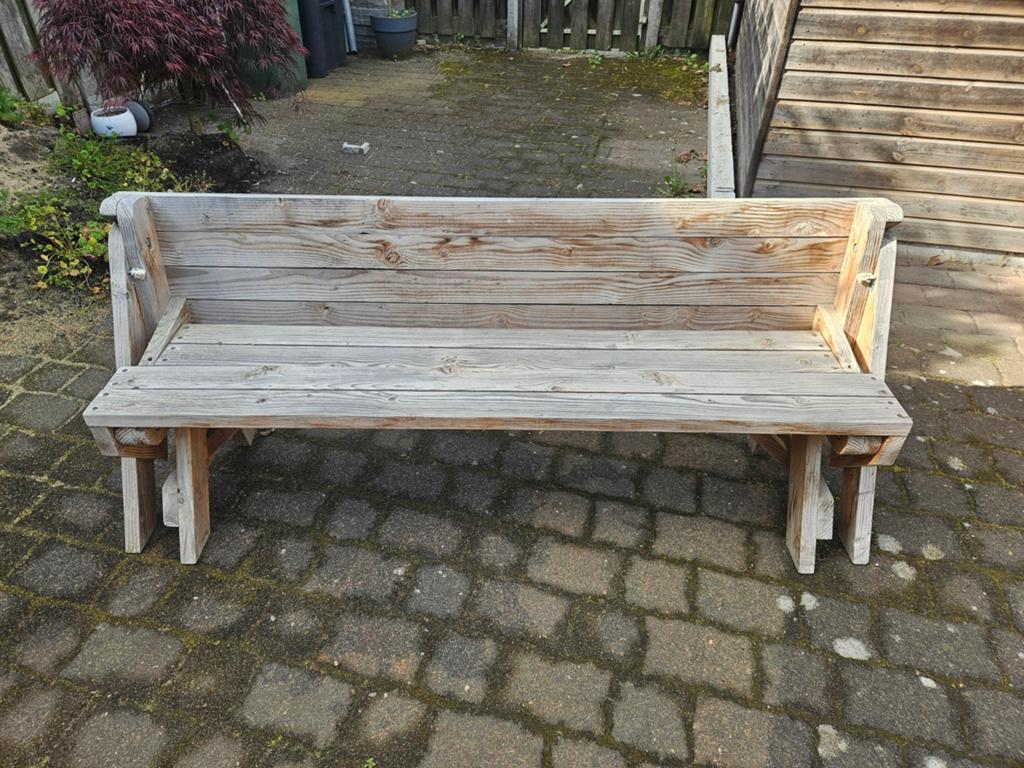 Picknicktafel/bank opknapper, Tuin en Terras, Picknicktafels, Ophalen, Gebruikt, Rechthoekig, Hout