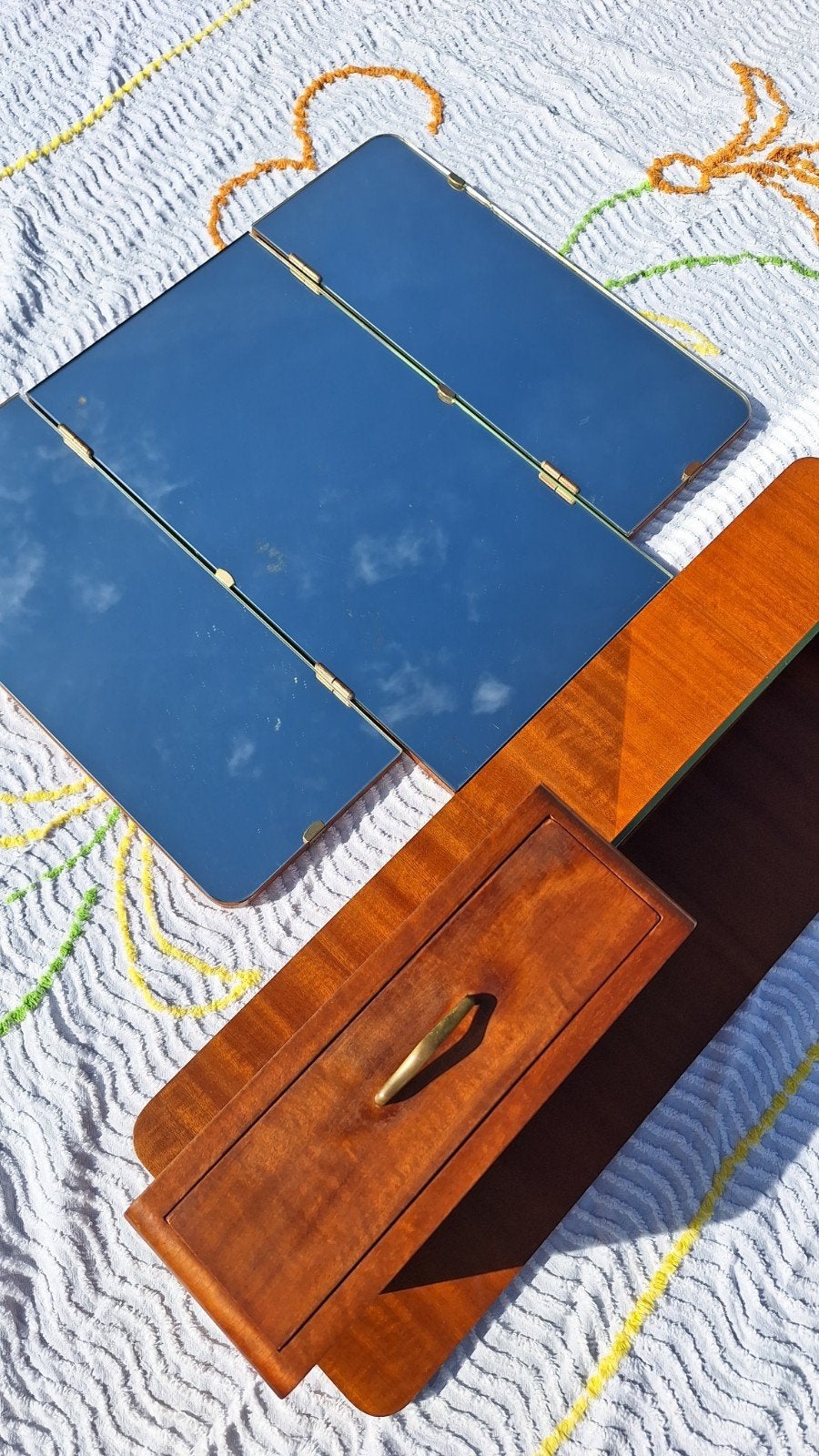 retro vintage kaptafel met lade en spiegel, wandkastje, Ophalen, Minder dan 50 cm, Gebruikt, Vintage