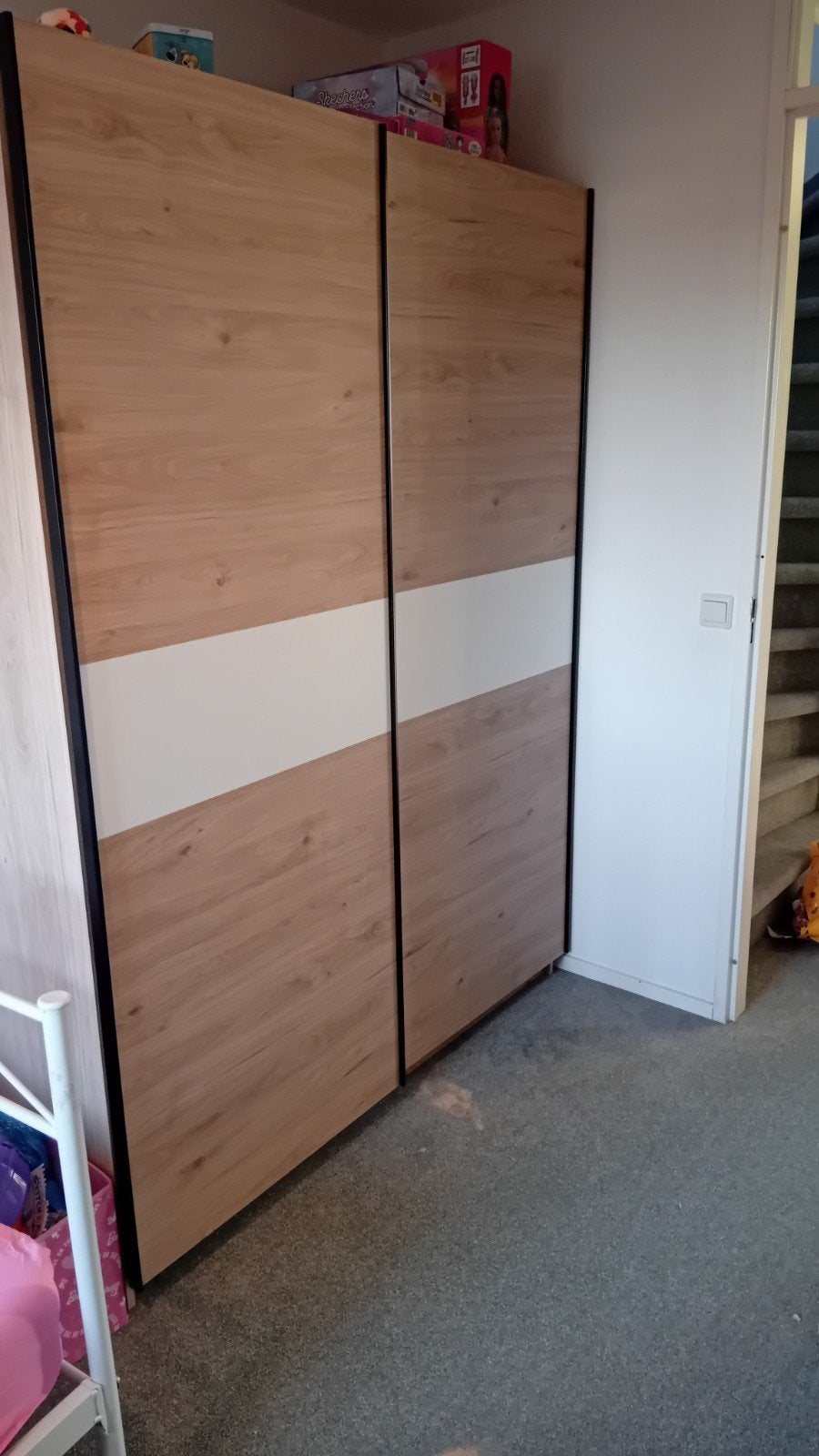 Kledingkast met schuifdeuren - 200x156x60 cm, Gebruikt, 200 cm of meer, 150 tot 200 cm, 50 tot 75 cm