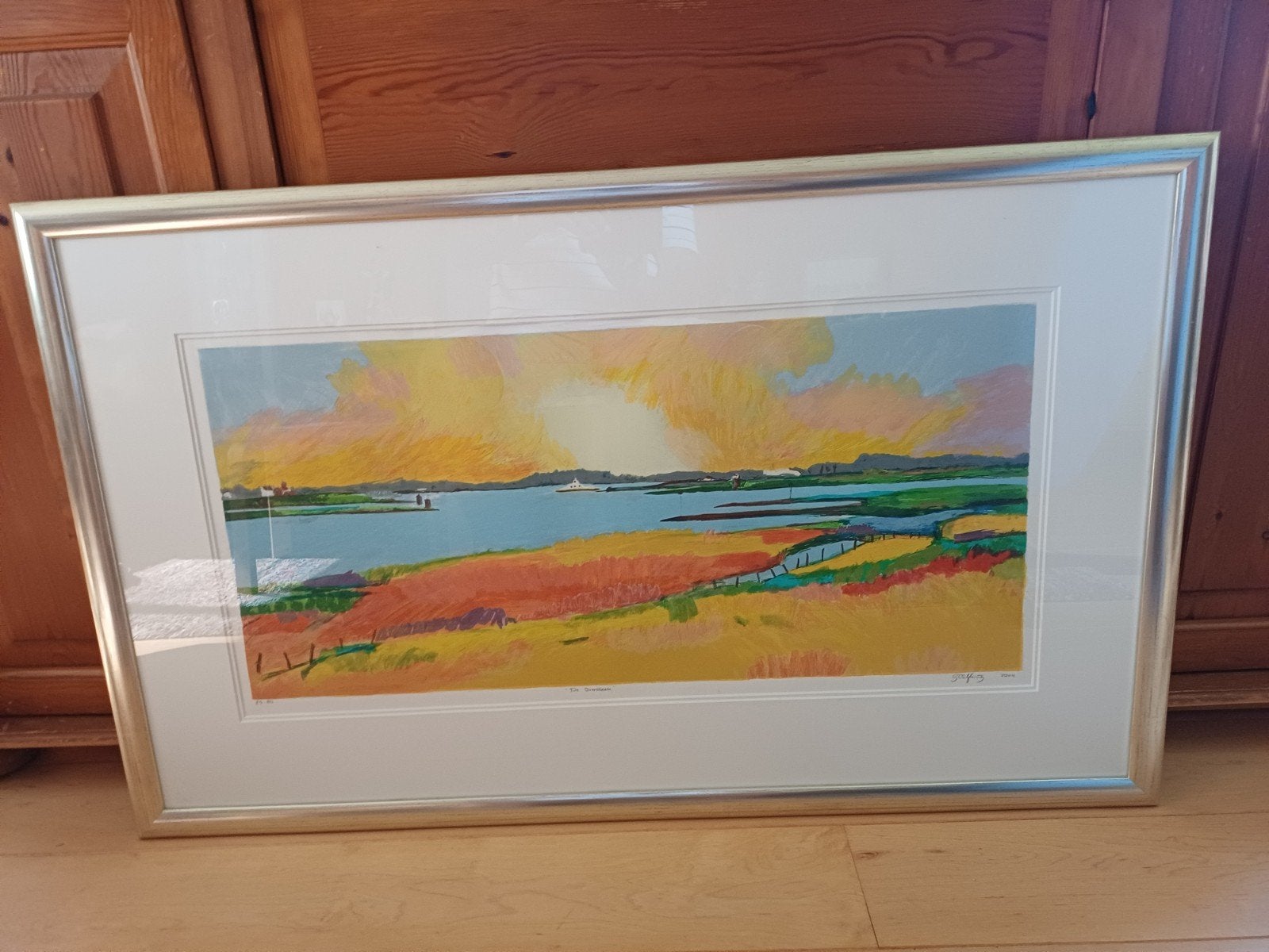 Zeefdruk Gerda Elfring: "De oversteek", Antiek en Kunst, Kunst | Litho's en Zeefdrukken, Ingelijst, Ophalen, Landschappen, Zeefdruk