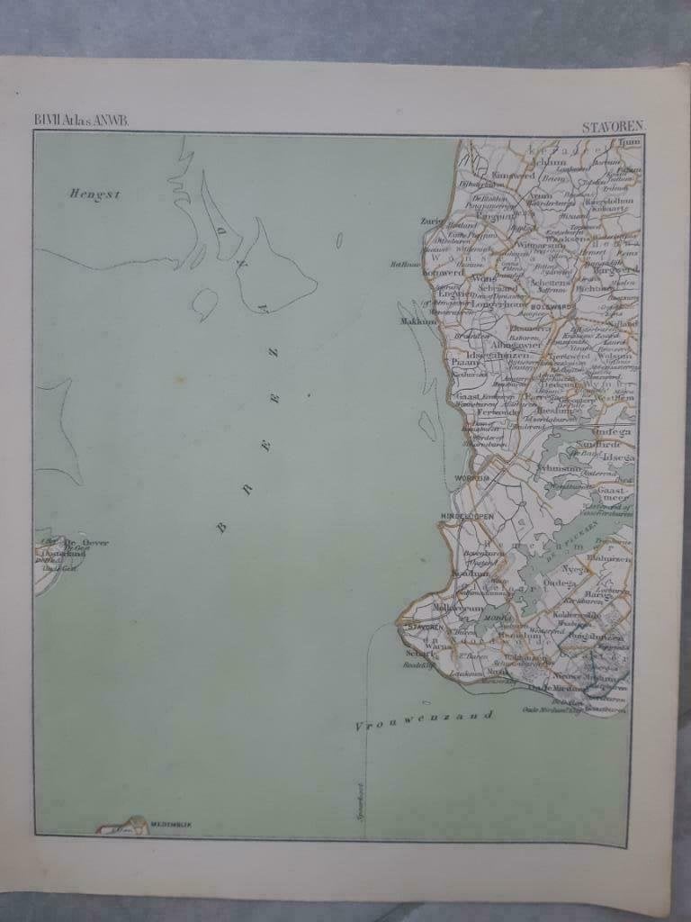 007 / plattegrond van ANWB Stavoren ( rond 1900), Boeken, Atlassen en Landkaarten, Gelezen, Ophalen of Verzenden, Landkaart, 1800 tot 2000