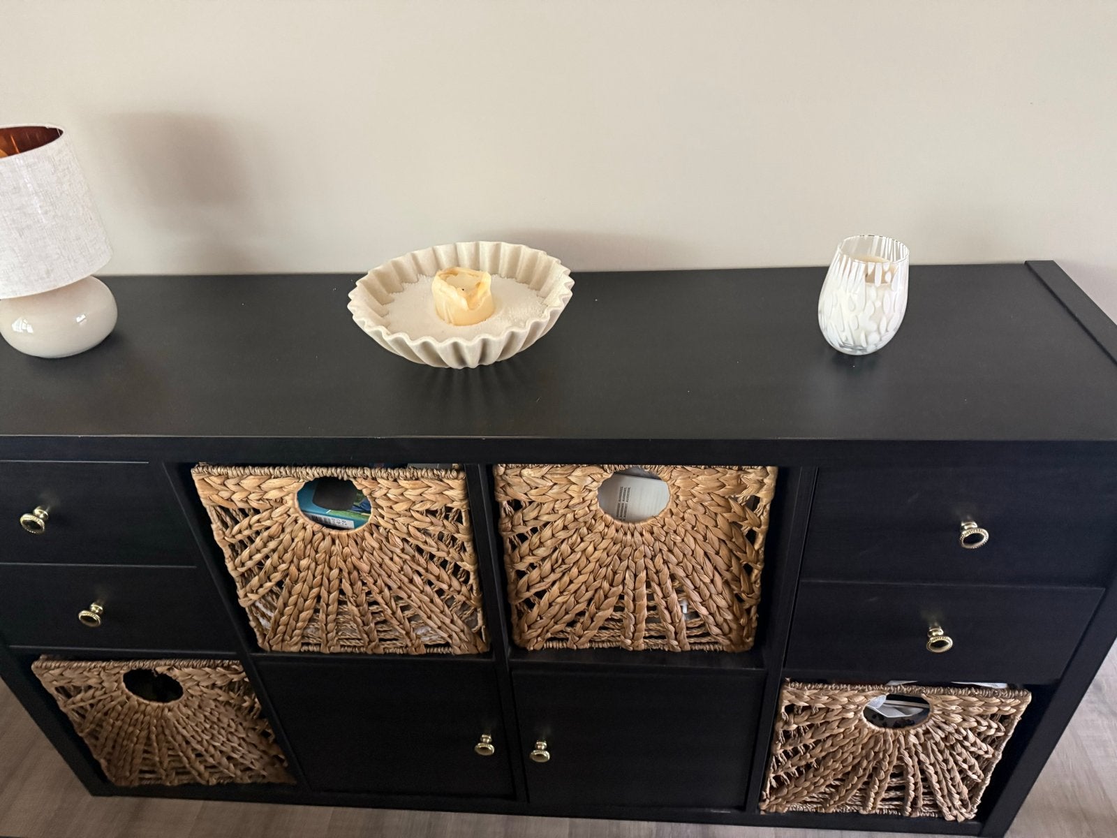 IKEA Kallax kast zwart, Ophalen, Gebruikt, 100 tot 150 cm, Met lade(s)