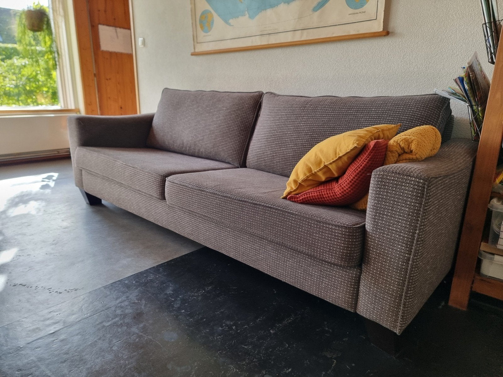 Stevige 4-persoons bank met wasbare hoezen, Huis en Inrichting, Ophalen, Gebruikt, 75 tot 100 cm, Rechte bank