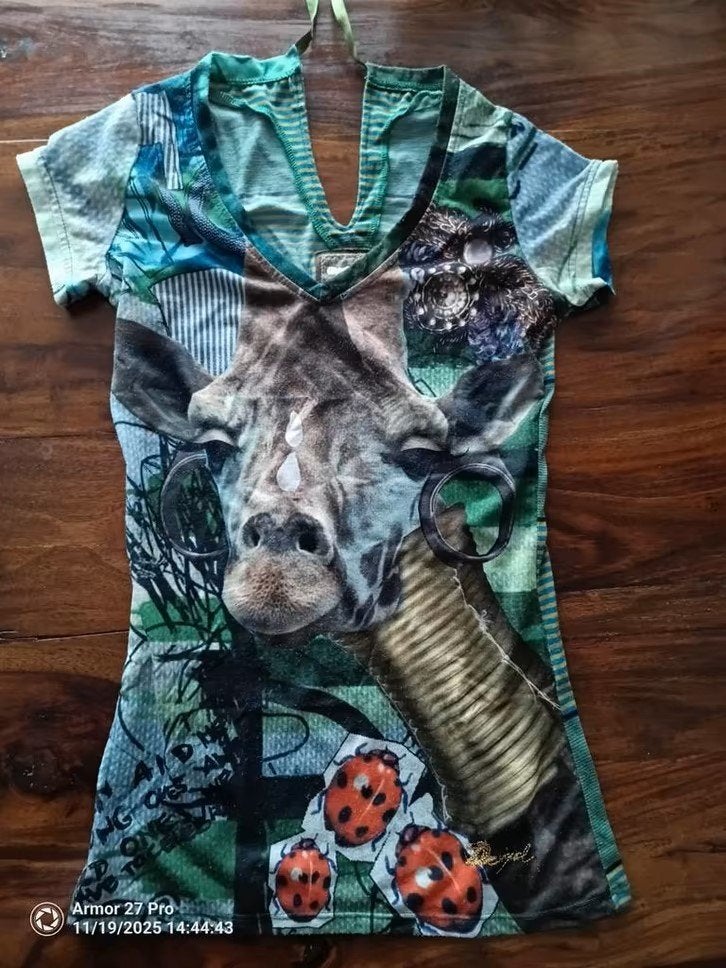 Desigual T-shirt met Giraffe Print, Maat 38/40 (M), Overige kleuren, Ophalen of Verzenden, Zo goed als nieuw