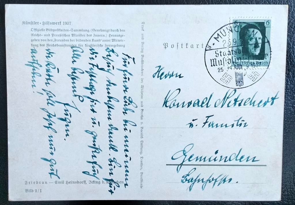 Duitse Rijk Postkarte met SST Staatsbesuch Mussolini/Hitler, Postzegels en Munten, Brieven en Enveloppen | Buitenland, Verzenden