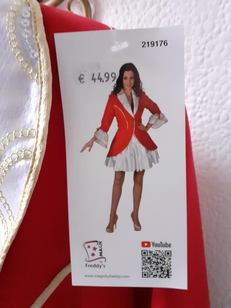 Nieuw feestjasje rood met witte kraag en mouwen - Maat 42, Ophalen of Verzenden