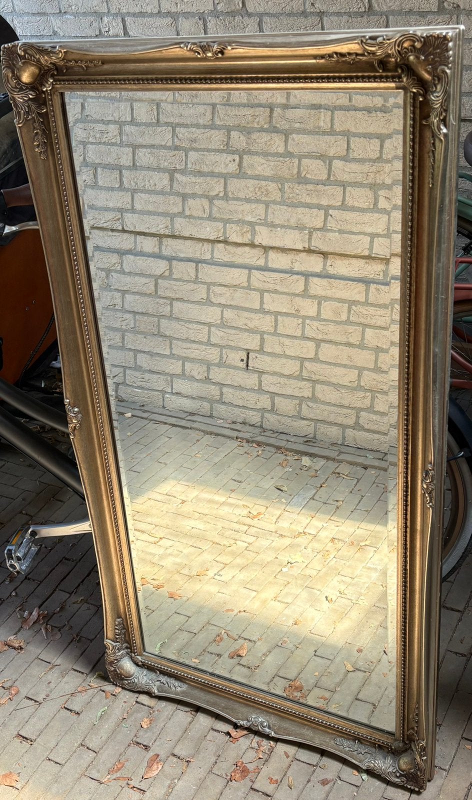 Brocante spiegel, Antiek en Kunst, Antiek | Spiegels, Ophalen, Rechthoekig, 50 tot 100 cm, 100 tot 150 cm