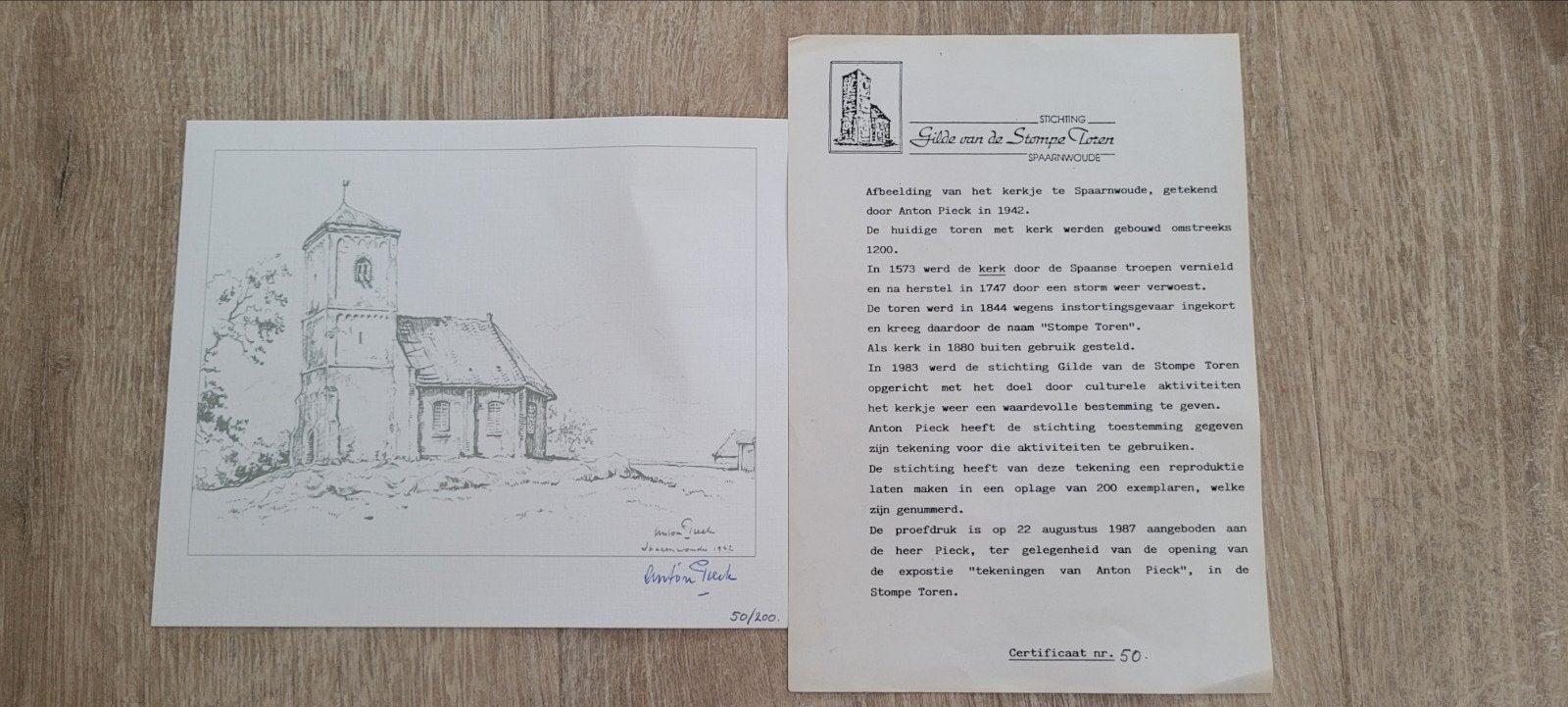 reproductie tekening Anton Pieck met certificaat, Antiek en Kunst, Ophalen of Verzenden