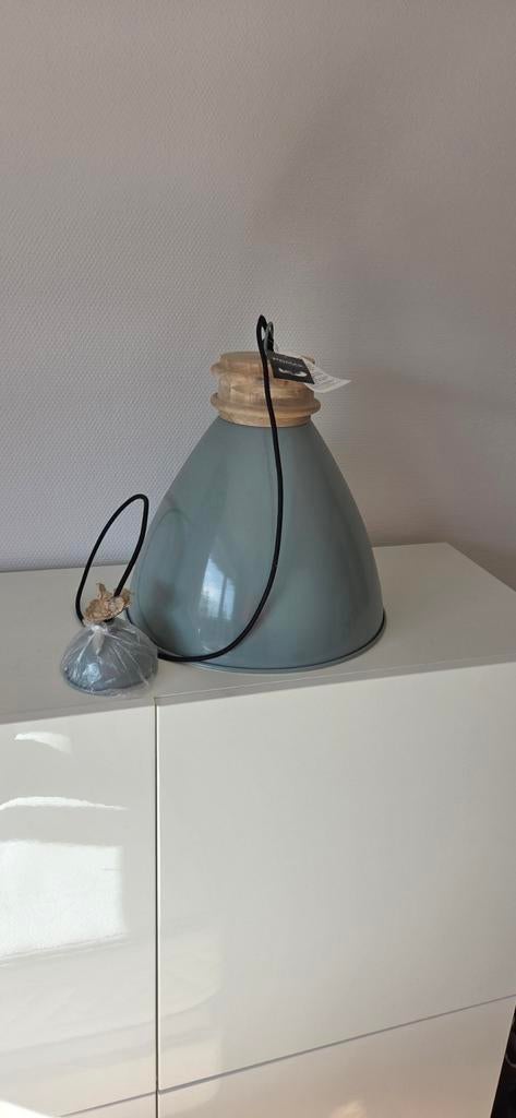 Nieuwe grijze hanglamp - Pomax Home & Collection, Ophalen, Nieuw, Hout, Modern, Industrieel