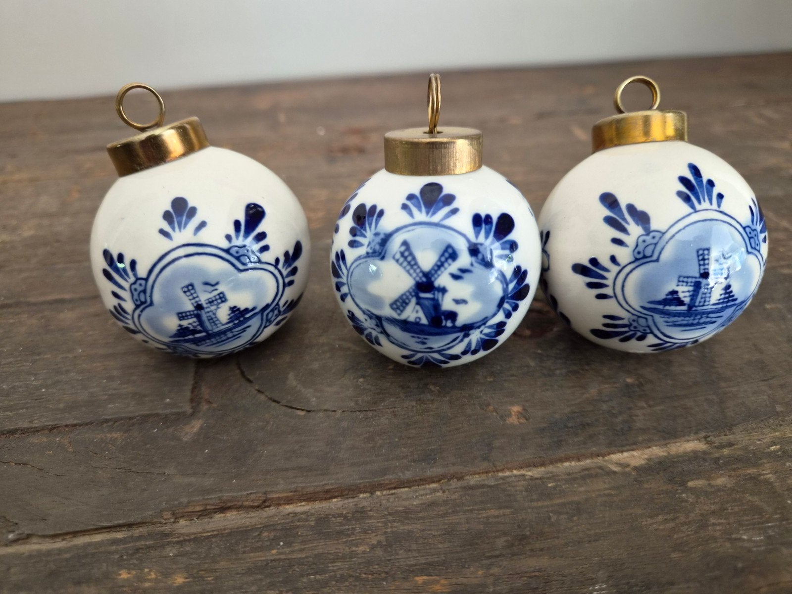 delfsblauw handgeschilderd kerstballen, Antiek en Kunst, Ophalen of Verzenden