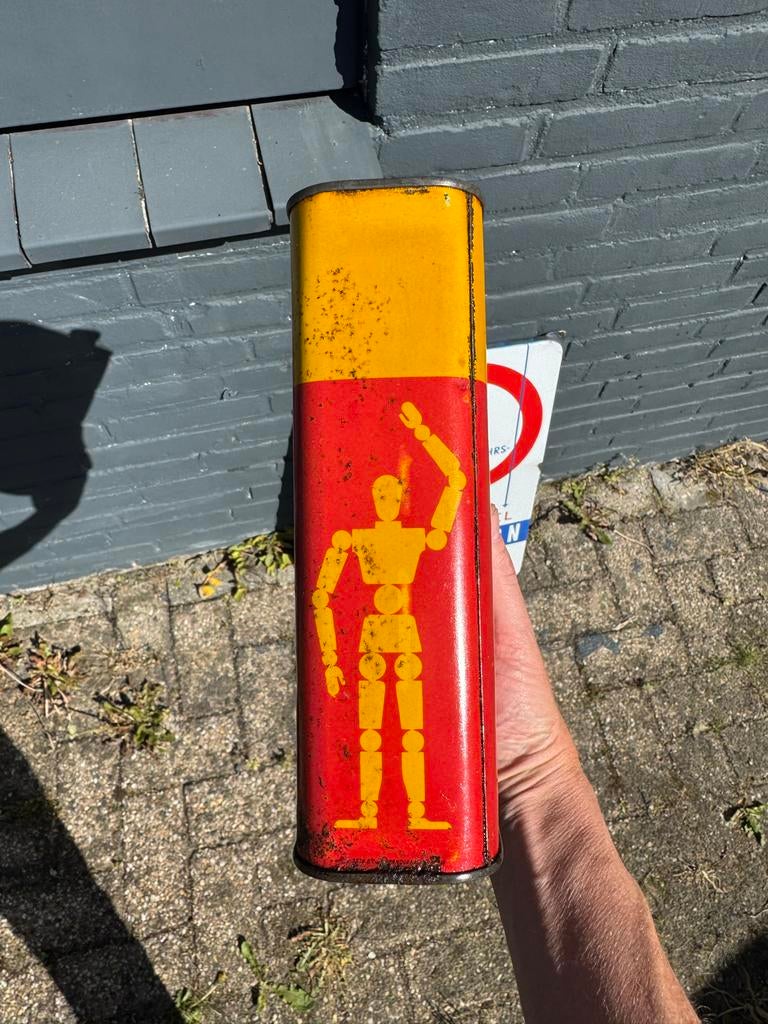 Vintage Shell Olieblik - Huile Pour Autos, Ophalen of Verzenden