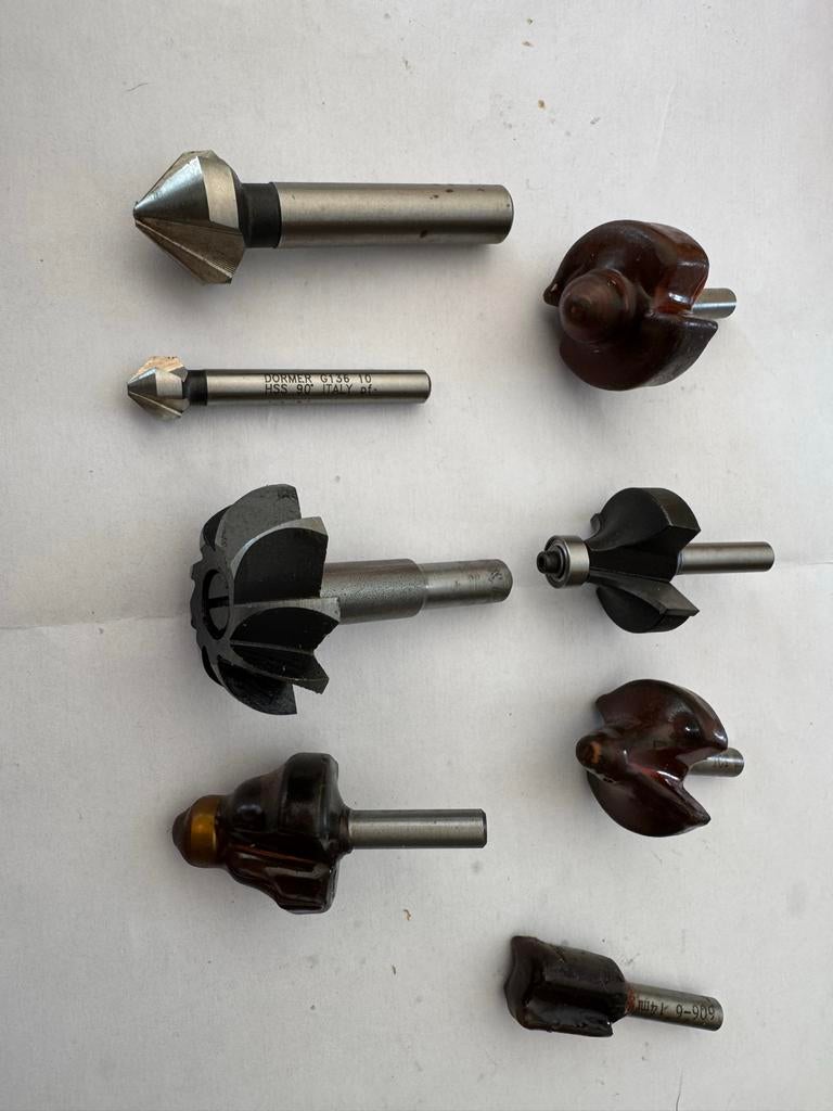 Set van 8 freesjes voor houtbewerking, Ophalen of Verzenden, Gebruikt, Elektrisch, Bovenfrees