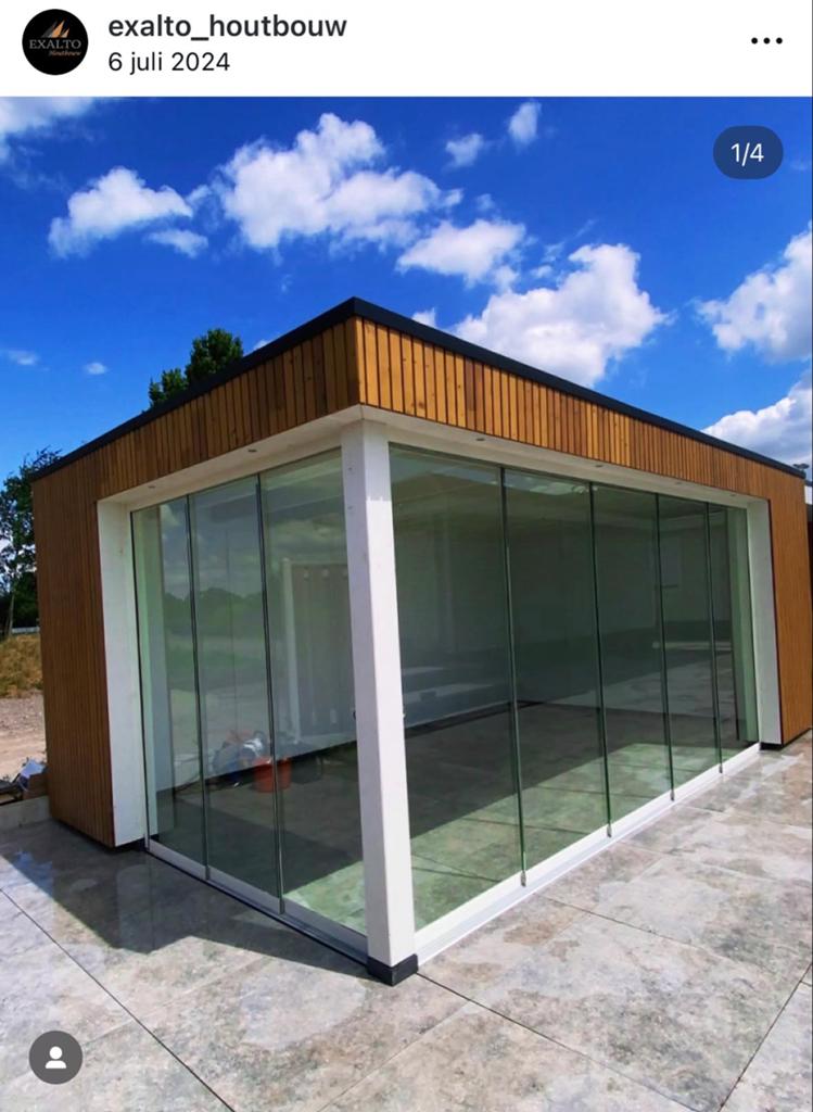 Foto 10 van Luxe Tuinkamer met Overkapping en Glazen Schuifwanden