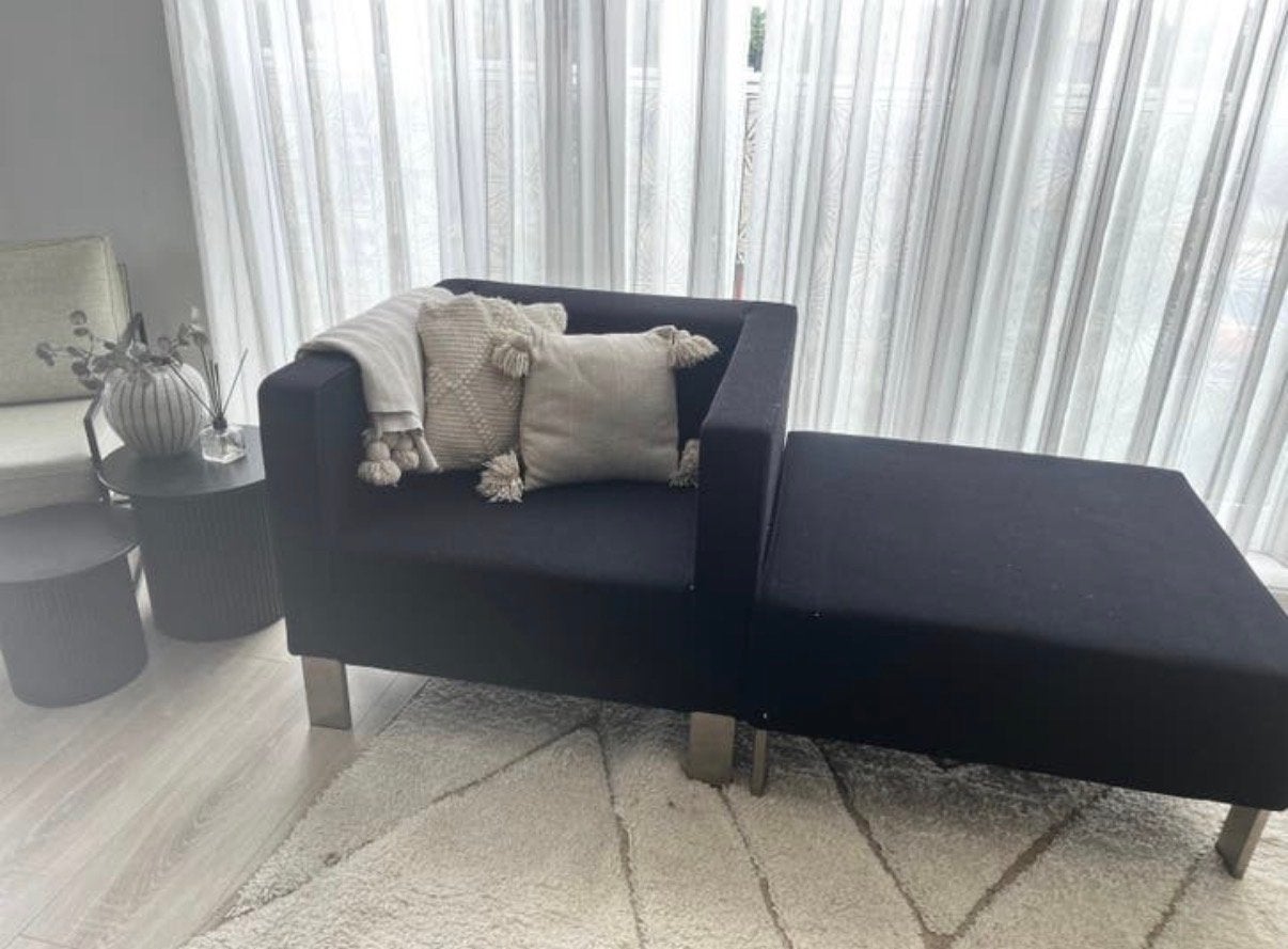 Design Chaise Longue Gerard van den Berg - Zwart Stof, Huis en Inrichting, Ophalen, Zo goed als nieuw, Eenpersoons, Stof
