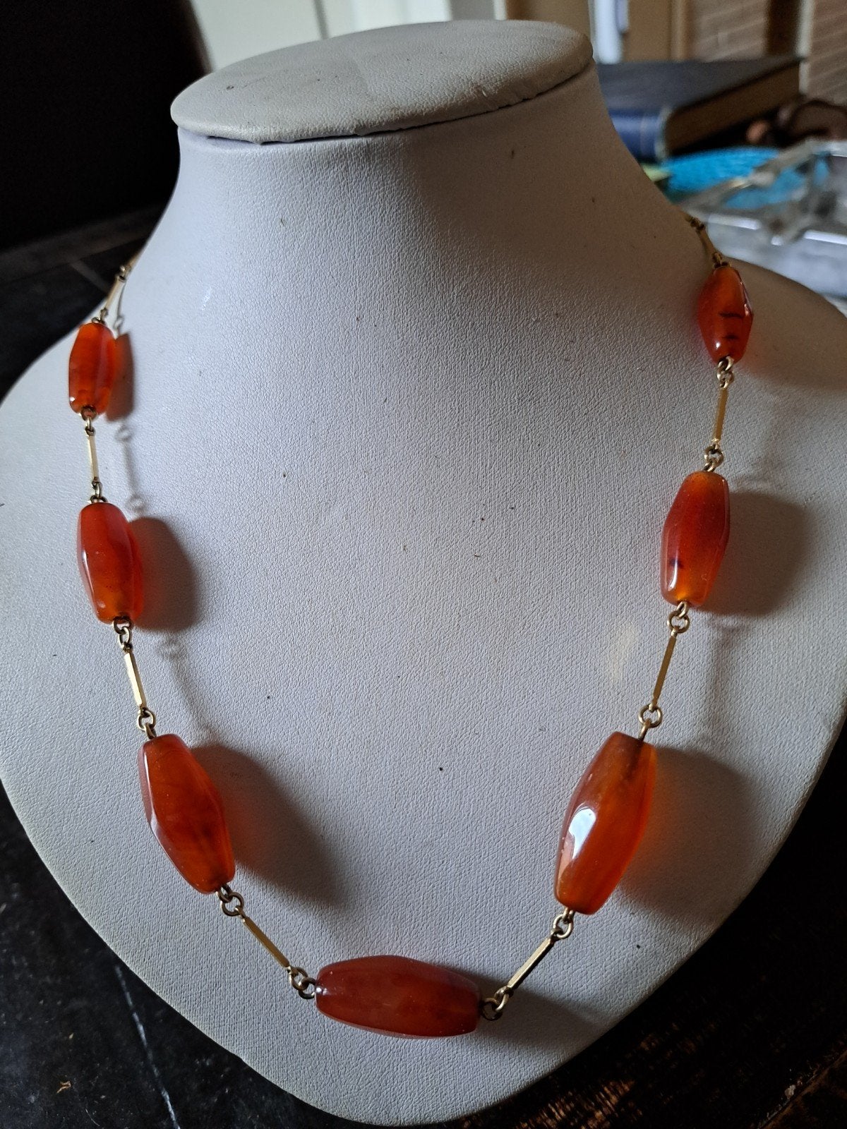 staafjes ketting carneool, Verzenden, Ketting, Met edelsteen