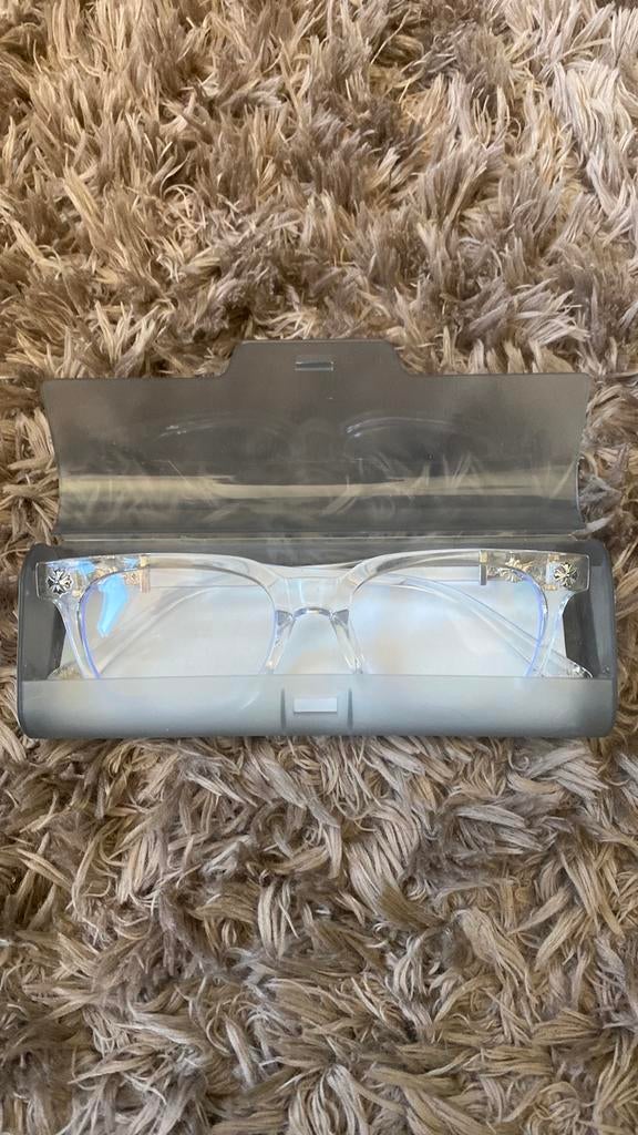 Chrome hearts bril met een brillendoosje en blauwlichtfilter, Verzenden, Zo goed als nieuw