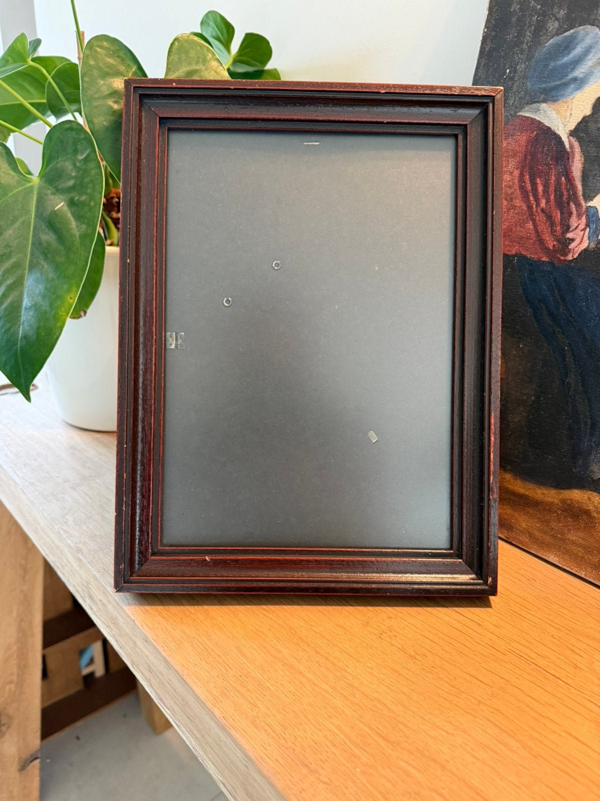 Vintage houten fotolijst donkerbruin 26x19cm, Bruin, Gebruikt, 23 cm, Ophalen of Verzenden