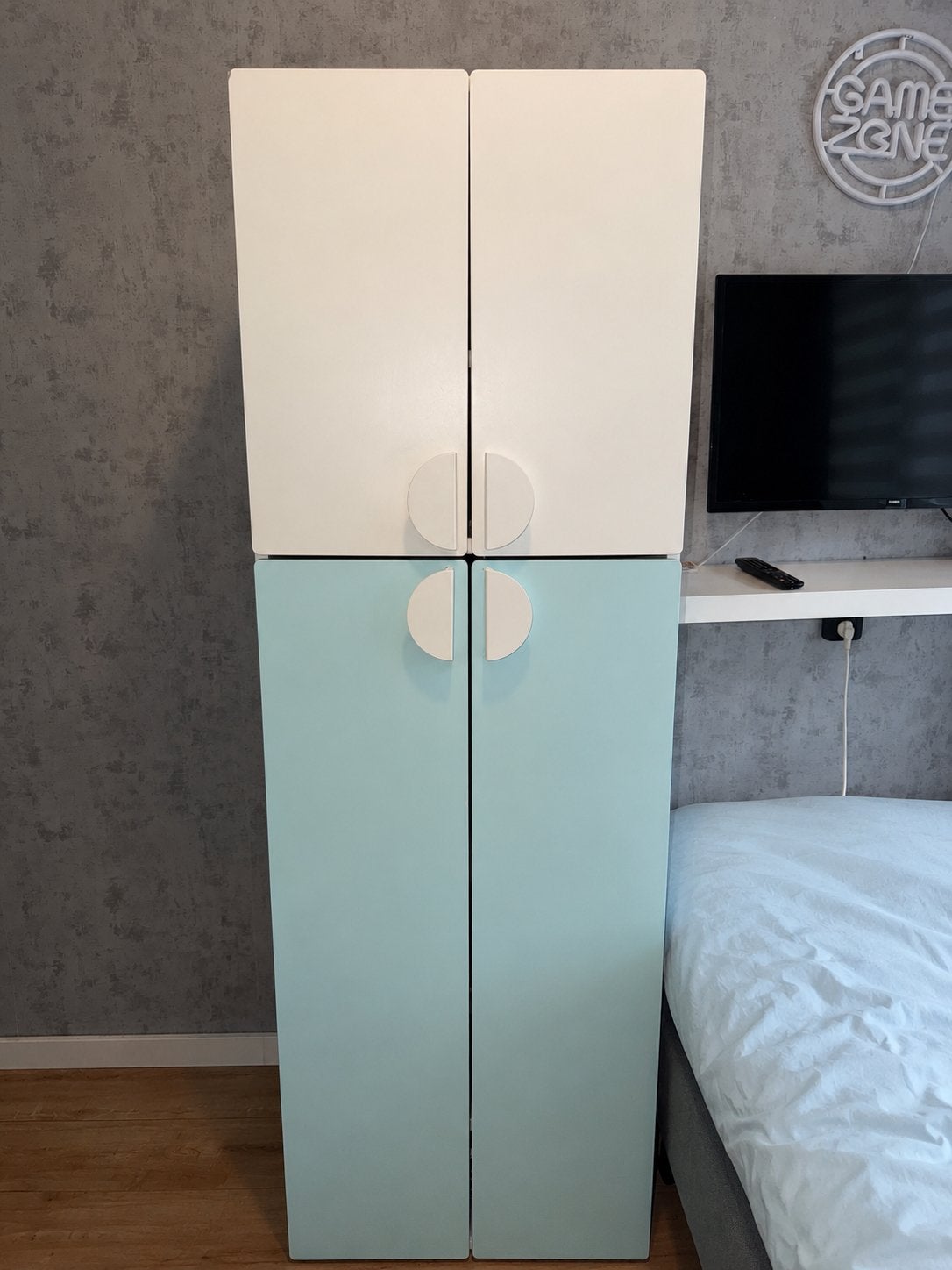 IKEA STUVA kledingkast wit/lichtblauw - z.g.a.n., Ophalen, Overige materialen, 50 tot 100 cm, Zo goed als nieuw