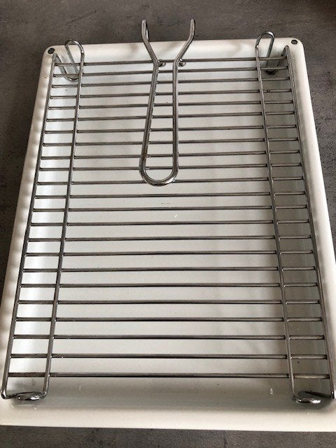 grillpan grillrooster opvangbak emaille oven, Ophalen of Verzenden, Zo goed als nieuw, Overige materialen, Overige typen