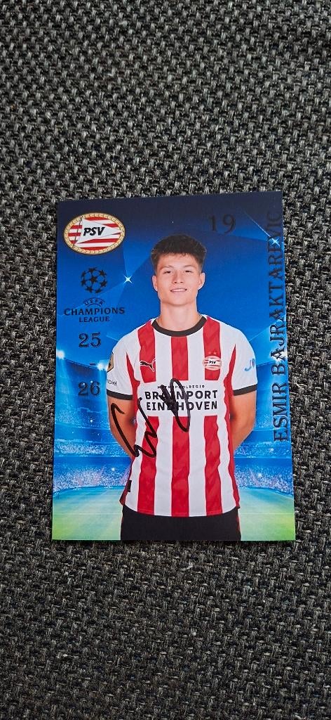 Foto met handtekening; Esmir Bajraktarevic # PSV 25/26, Ophalen of Verzenden, Nieuw, PSV, Overige typen