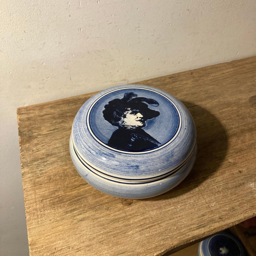 Vintage Delfts Blauw Bakje met Deksel - Handbeschilderd, Ophalen of Verzenden