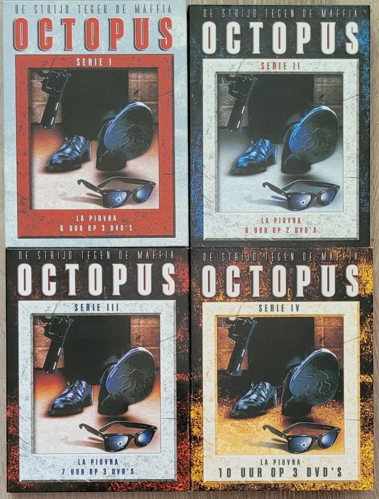 Octopus - La Piovra, 4 Dvd-boxen, Misdaad, Nederlands, Ophalen of Verzenden, Zo goed als nieuw