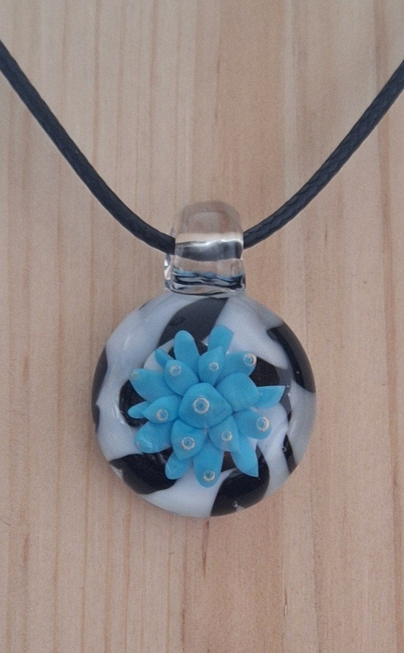 handgemaakte lampwork glas hanger, Verzenden, Nieuw, Blauw, Glas of Kristal