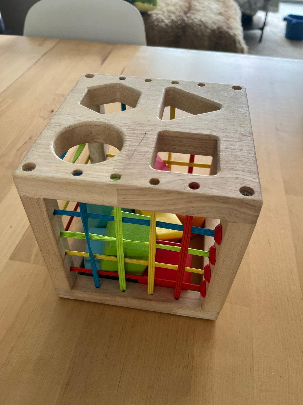 Houten Vormenstoof met Elastieken en Blokken, Kinderen en Baby's, Ophalen of Verzenden, Gebruikt, Overige typen