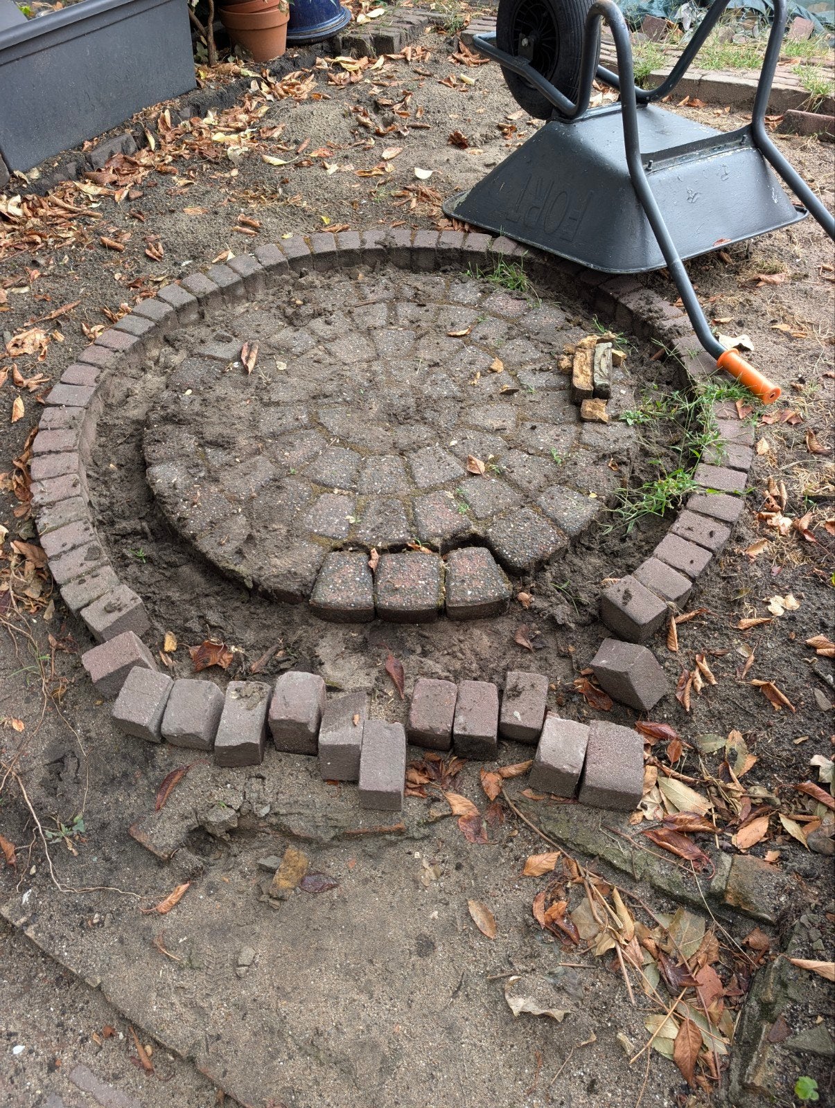 Tuinbestrating: Cirkel van klinkers 150cm gratis, Tuin en Terras, Ophalen, Gebruikt, Klinkers, Minder dan 5 m²