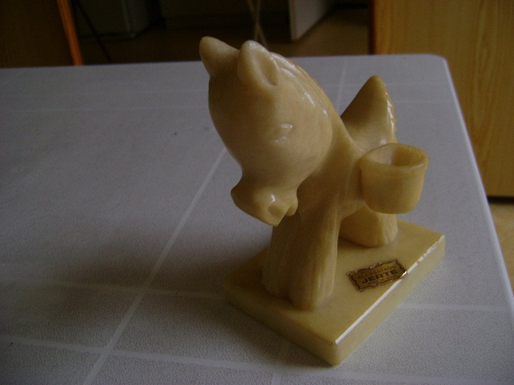 marmeren ezels beeldje van albatros 18breedx16cm hoog 2mandj, Verzamelen, Ophalen of Verzenden, Zo goed als nieuw, Dier