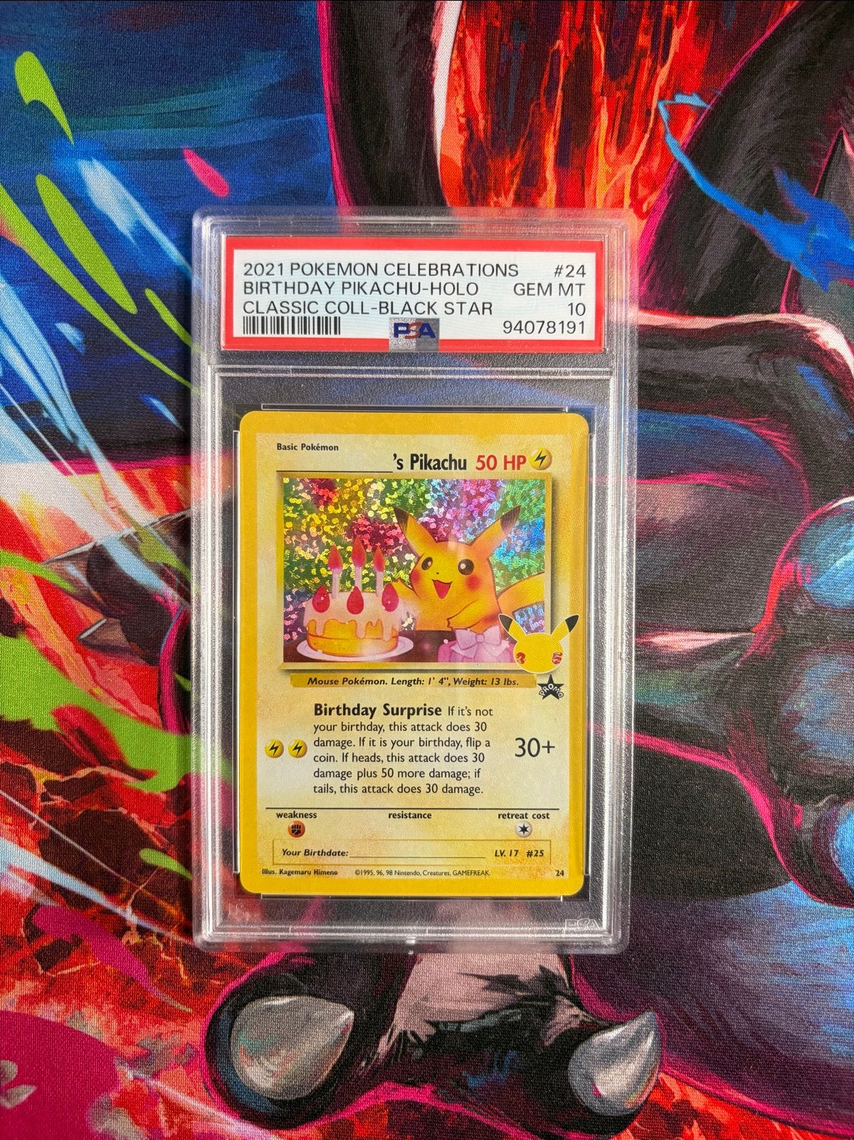 Pikachu Holo #24 PSA 10, Ophalen, Nieuw, Losse kaart, Foil