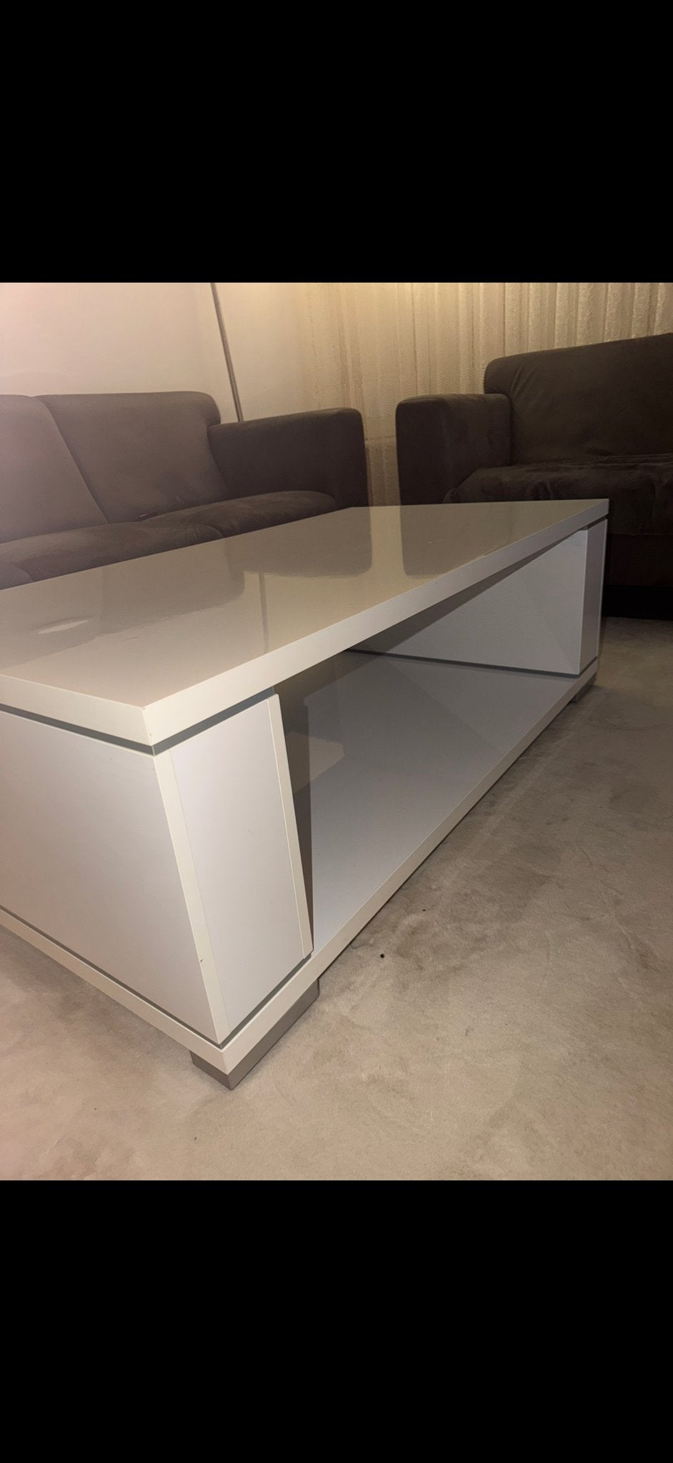 Moderne hoogglans witte salon tafel, Ophalen, Gebruikt, 100 tot 150 cm, 50 tot 100 cm