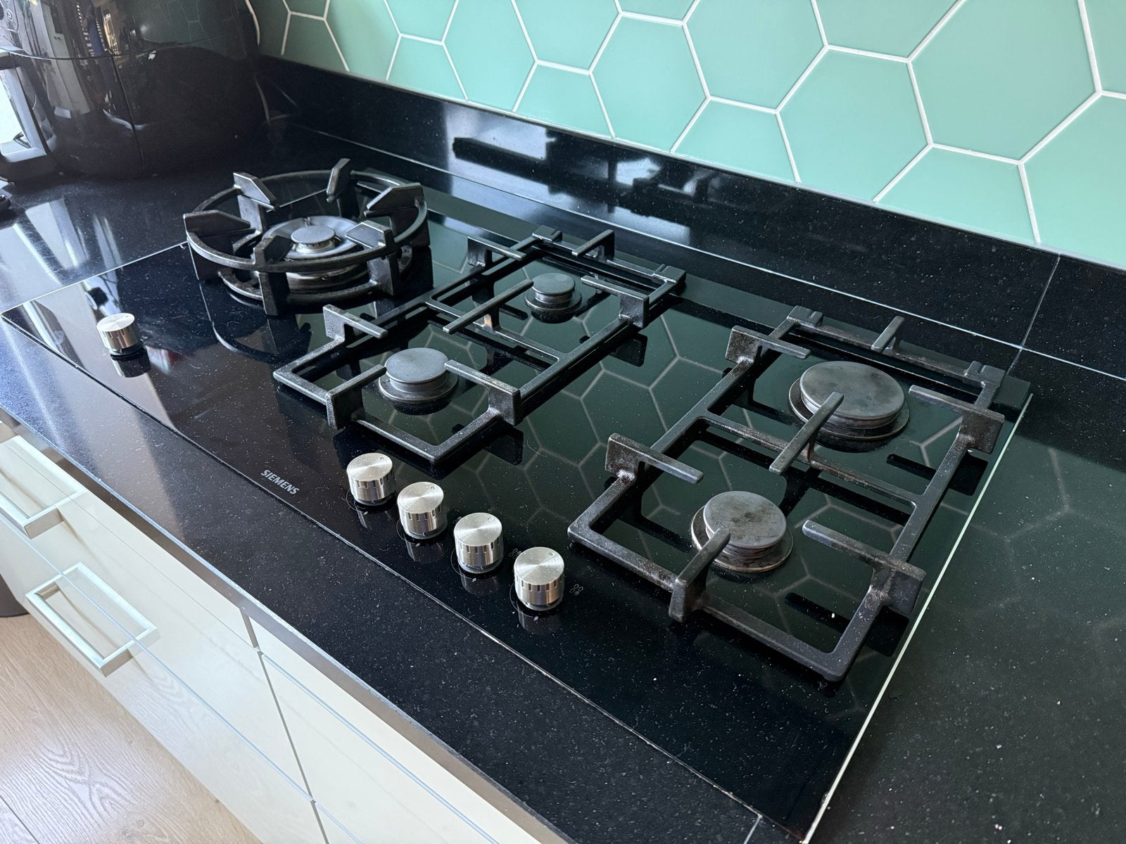 Siemens ER926SB90N Gasfornuis met wokbrander, Ophalen, Gebruikt, 60 cm of meer, Inbouw