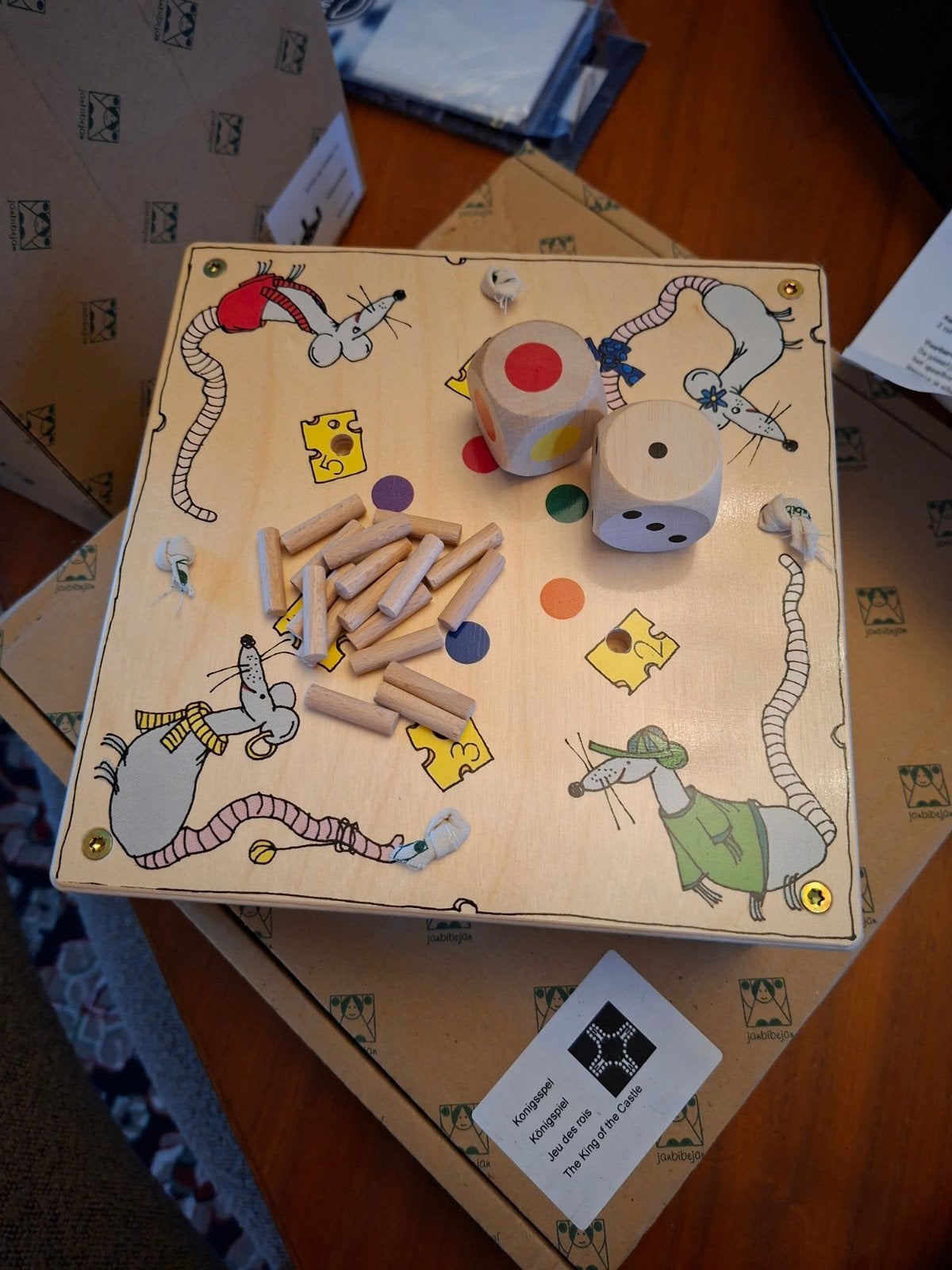 houten speelgoed spel Janbibejan muizenhuis, Ophalen, Zo goed als nieuw