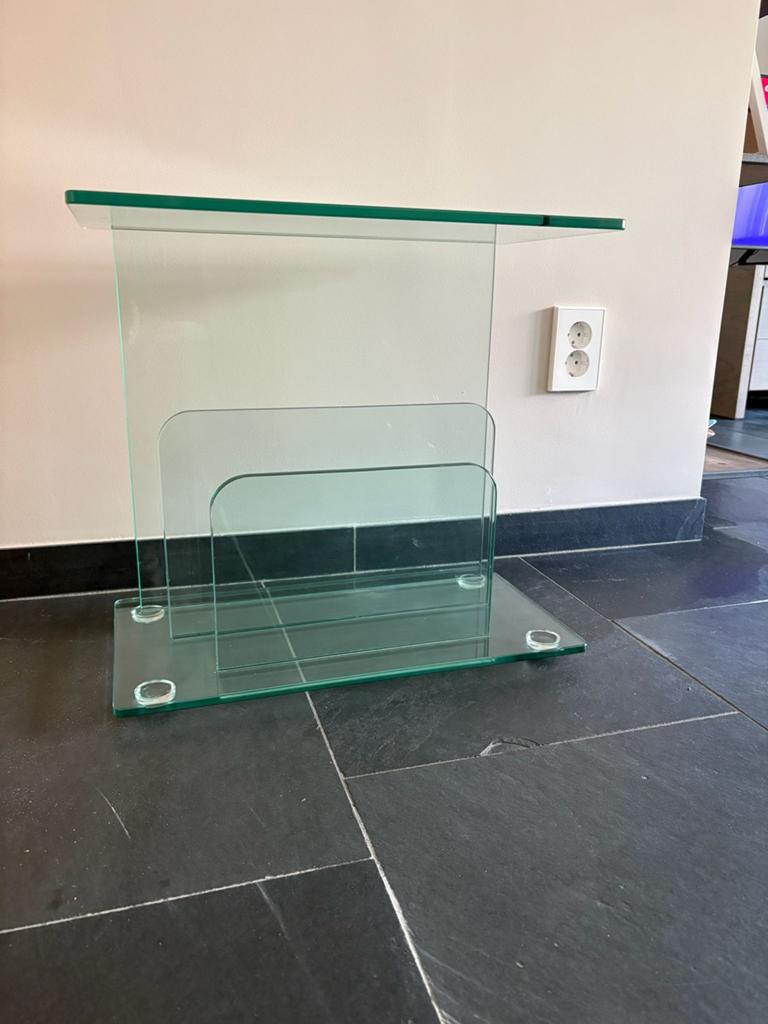 Bijzettafel glas, Ophalen, 50 tot 100 cm, Glas, Zo goed als nieuw