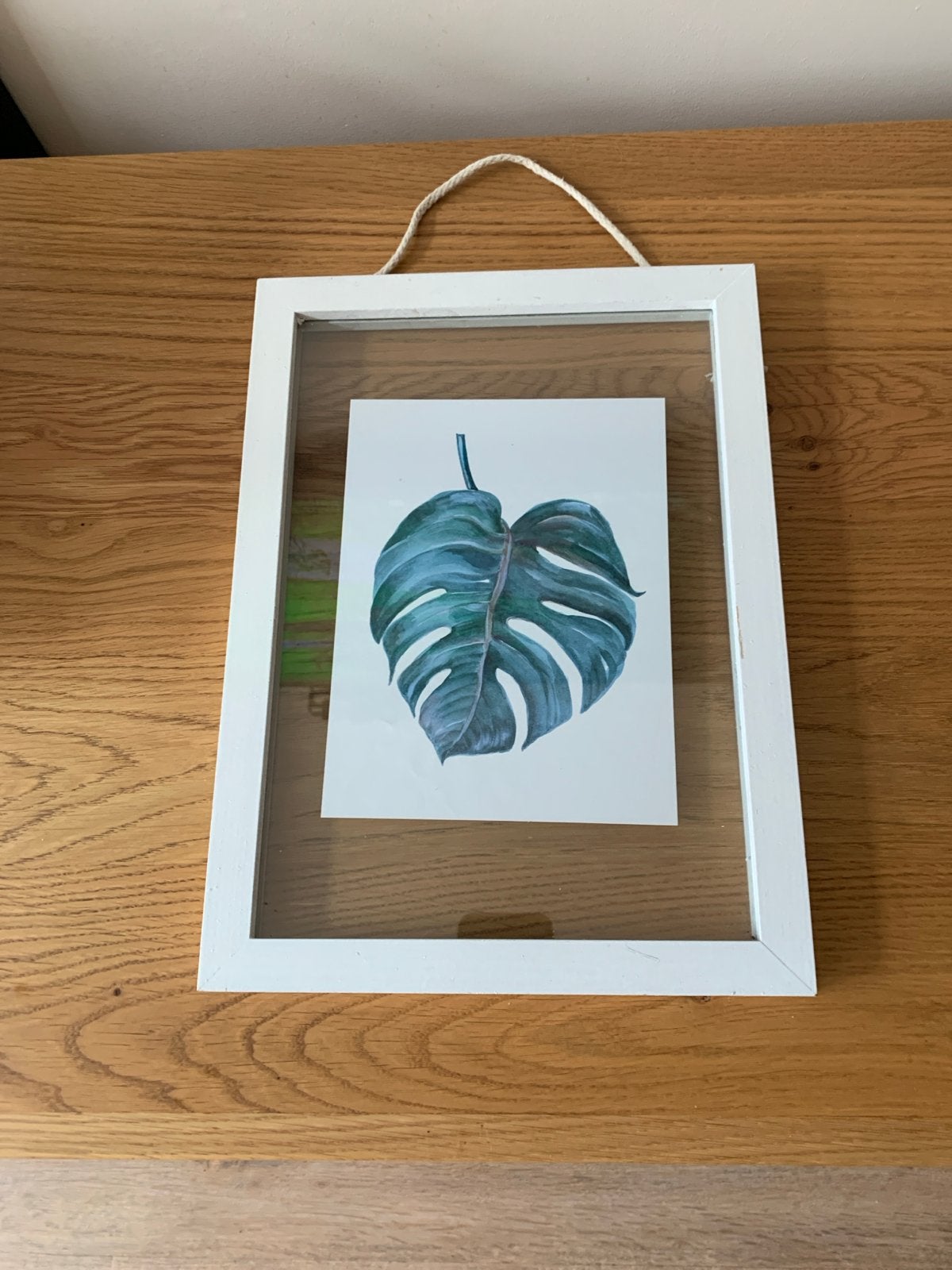 Witte fotolijst met Monstera blad print, Ophalen of Verzenden, Zo goed als nieuw, Fotolijst, Wit