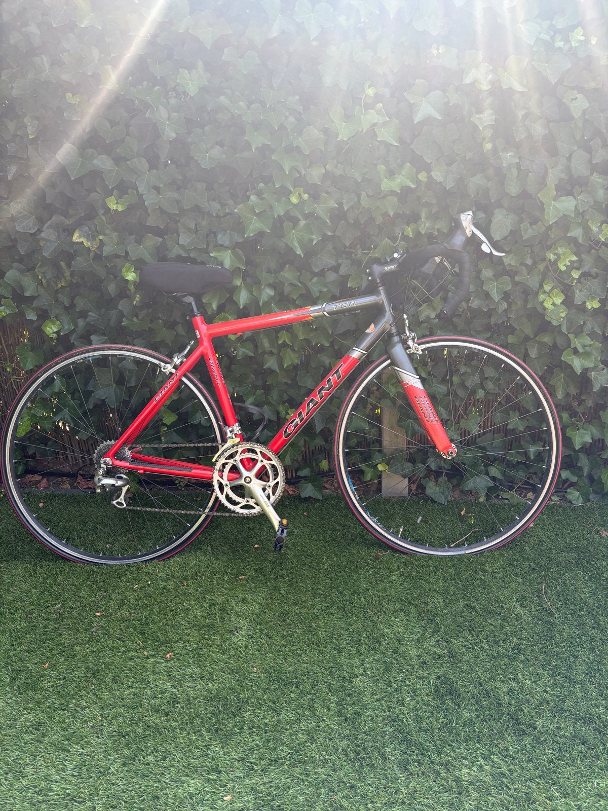 Giant dames racefiets rood/zwart - Gebruikt, goede staat, Ophalen, Gebruikt, Velgrem, Aluminium