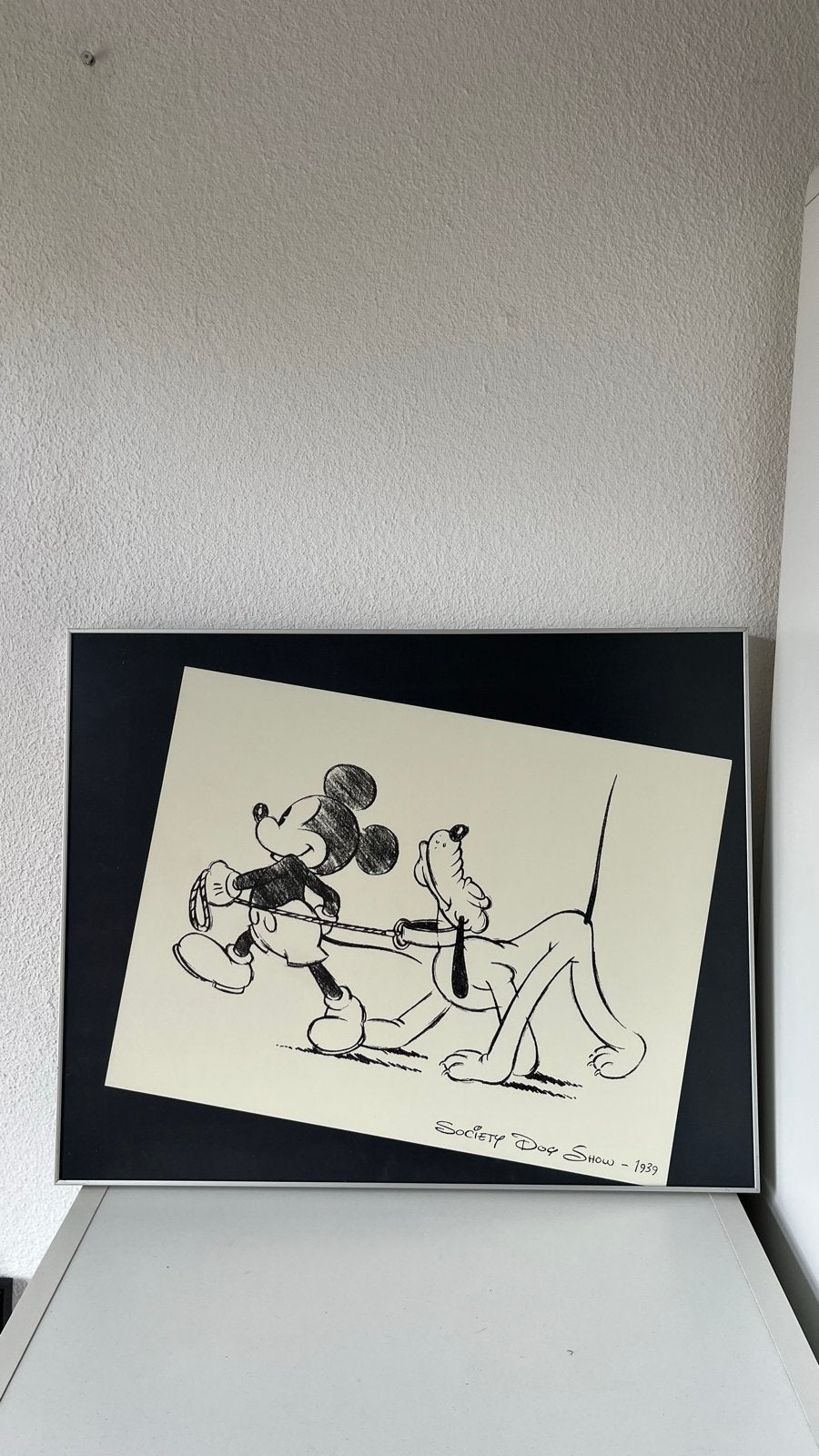 Mickey Mouse en Pluto 'Society Dog Show' - 1939, Ophalen, Tekening, Potloodtekening, Achter glas