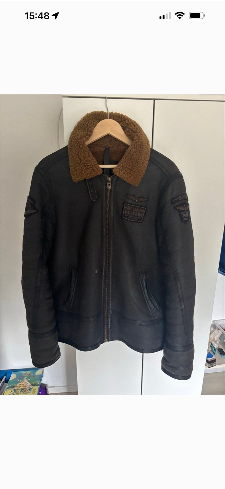 PME Legend American Classic Authentic Sheepskin Jas, Ophalen, Zo goed als nieuw, Maat 52/54 (L), Bruin