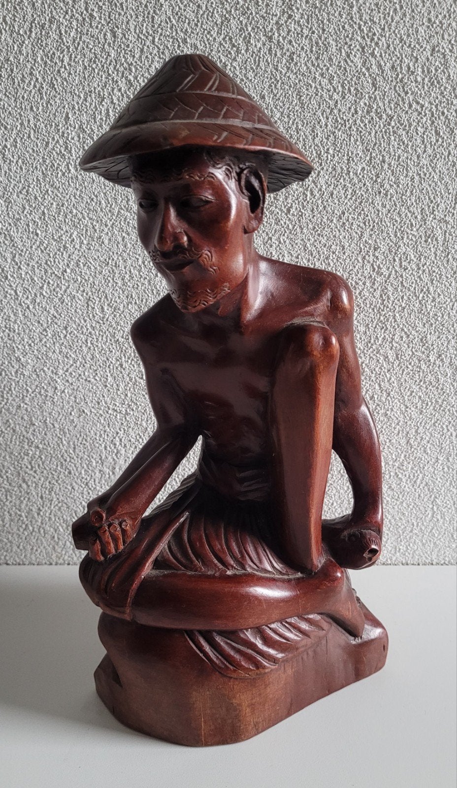 Balinees Houtsnijwerk Visser - Handgesneden gesigneerd Balii, Houtsnijwerk, Handgemaakt, Ophalen of Verzenden, 20 - 50 cm