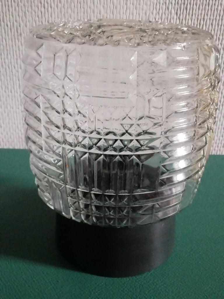 Oude glazen plafondlamp | plafonnière, Ophalen of Verzenden
