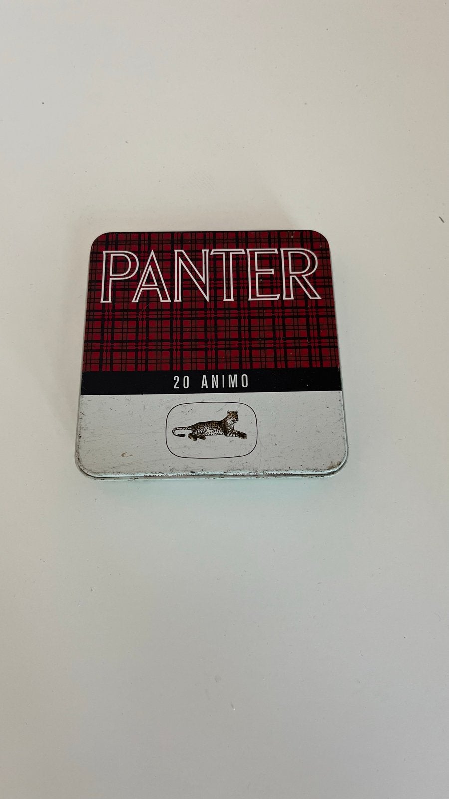 Vintage Panter 20 Animo sigarettenblikje 10x10cm, Ophalen, Gebruikt, Overige, Overige merken