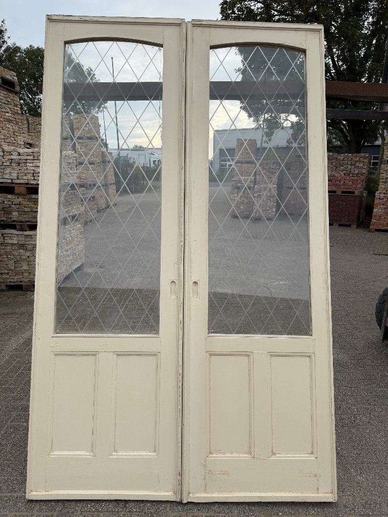 Set schuif / en-suite deuren met geëtst glas 249x149cm.