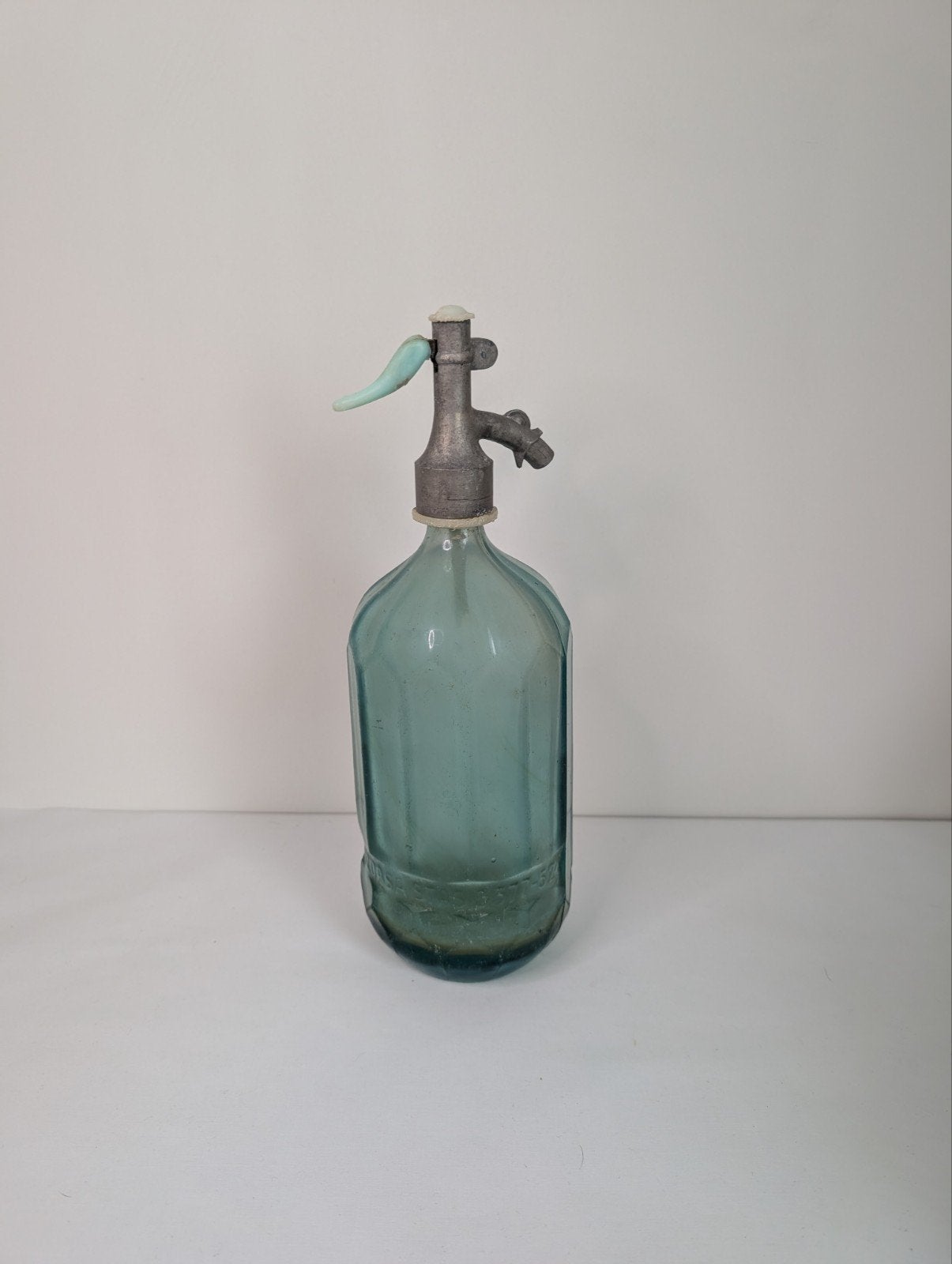 Vintage Sifonsoda Fles - Groen Glas met Metalen Dop, Ophalen