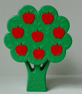 spaarpot abn amro - appelboom - 16,5 cm hoog, Ophalen of Verzenden, Gebruikt, Kunststof, Overige thema's