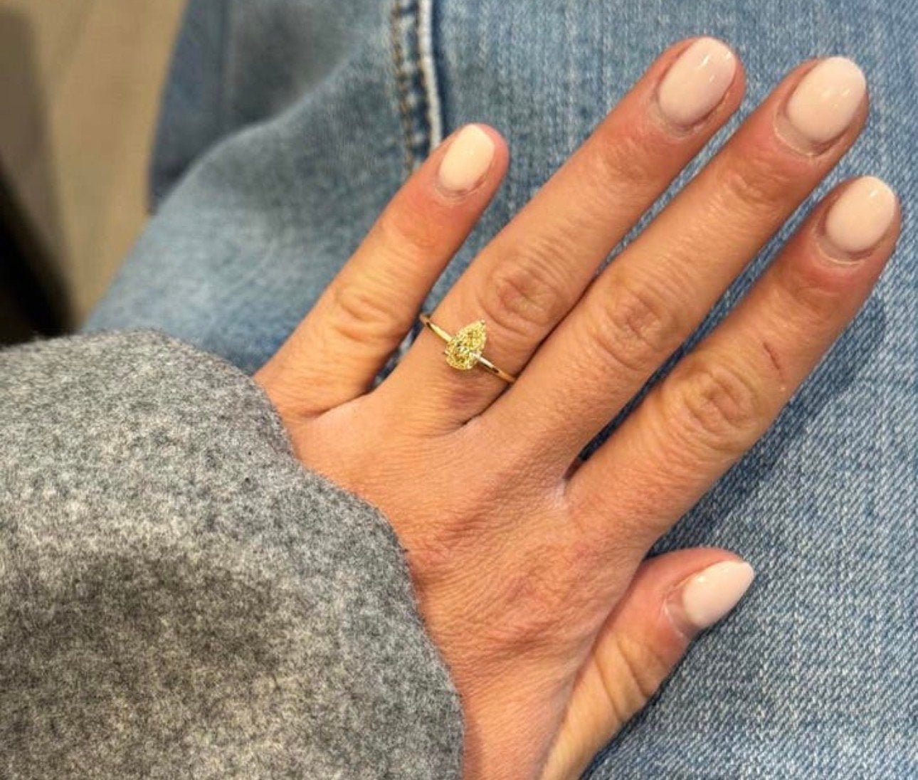 Prachtige 14k Gouden Ring met Gele Peer Diamant (55 EU), Ophalen, Geel, Nieuw, 17 tot 18