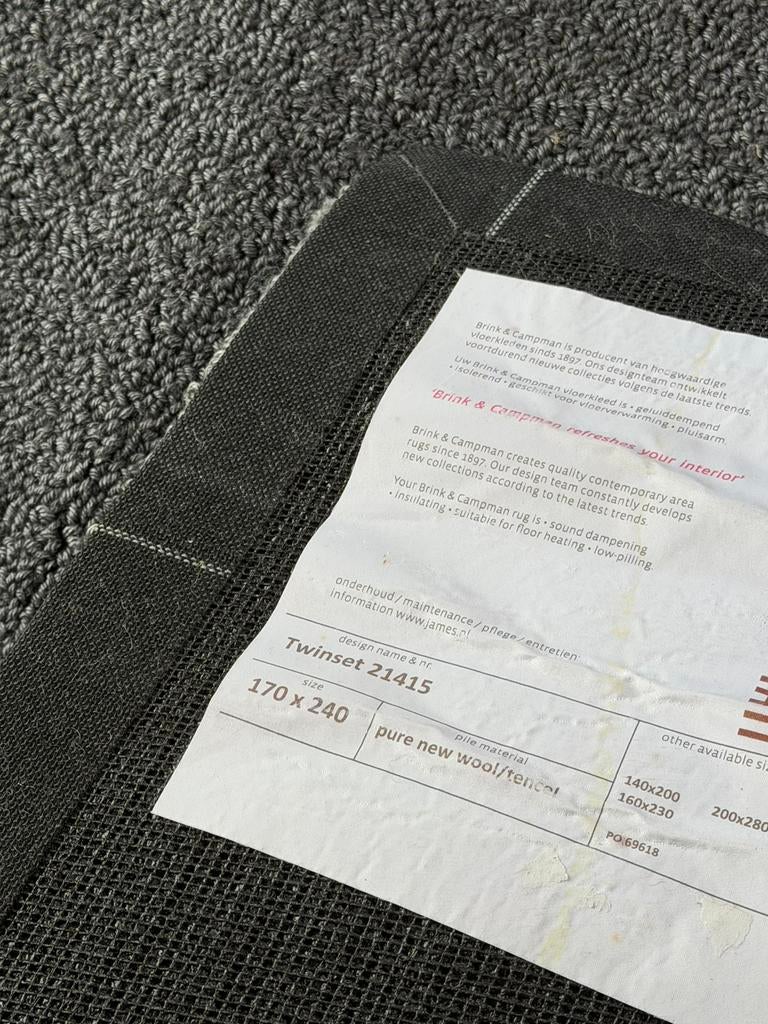 Brink en Campman tapijt Twinset loop 21415 NIEUW, Ophalen, Grijs, Rechthoekig, Nieuw