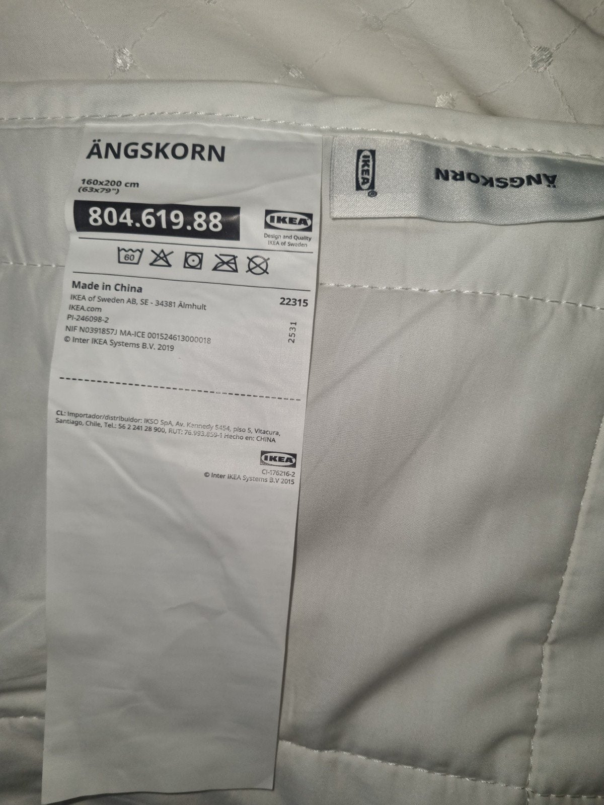 IKEA ÄNGSKORN dunne matrasbeschermer 160x200 cm, Huis en Inrichting, Wit, Dekbedovertrek, Tweepersoons, Ophalen of Verzenden